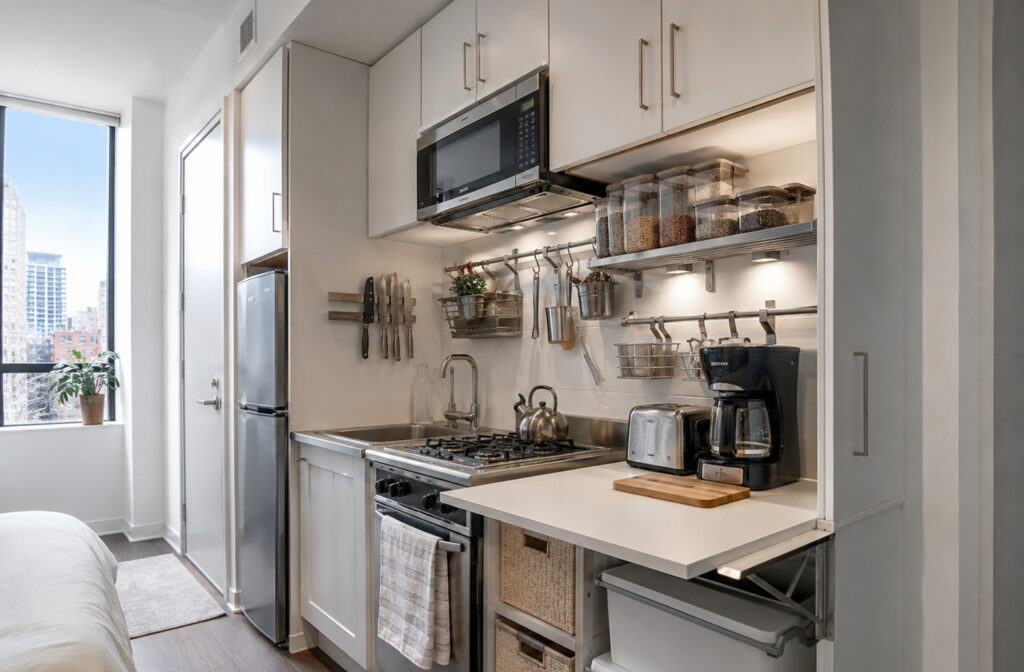 Small Kitchen Ideas Organized Around Counter Space and Reach