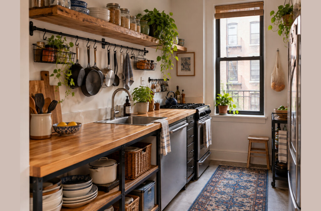 Small Kitchen Storage Ideas Without Cabinets: Open Shelves, Rails and Freestanding Units